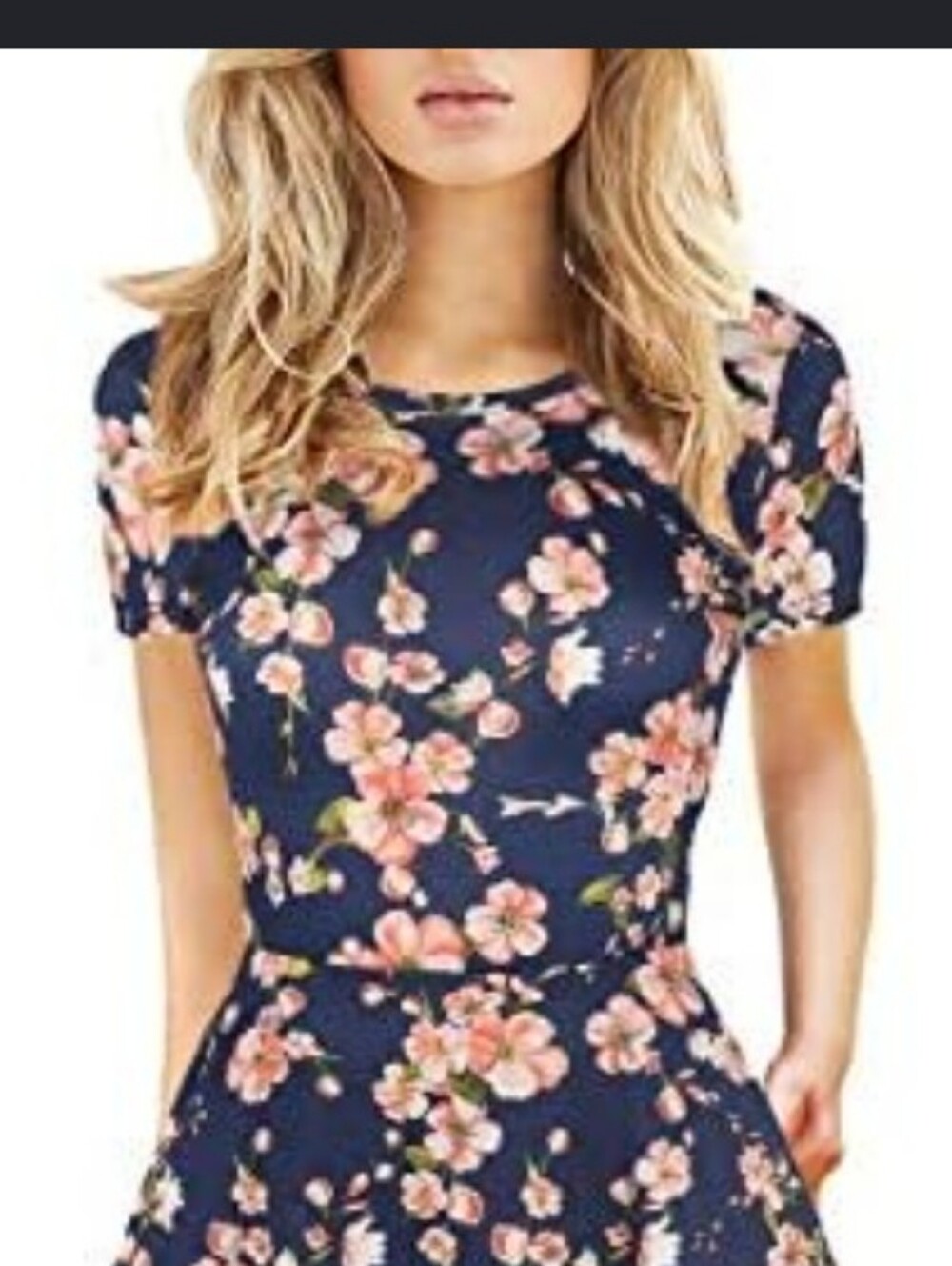 NWT Francesca's Collections Navy Blue Floral Dress Size Large